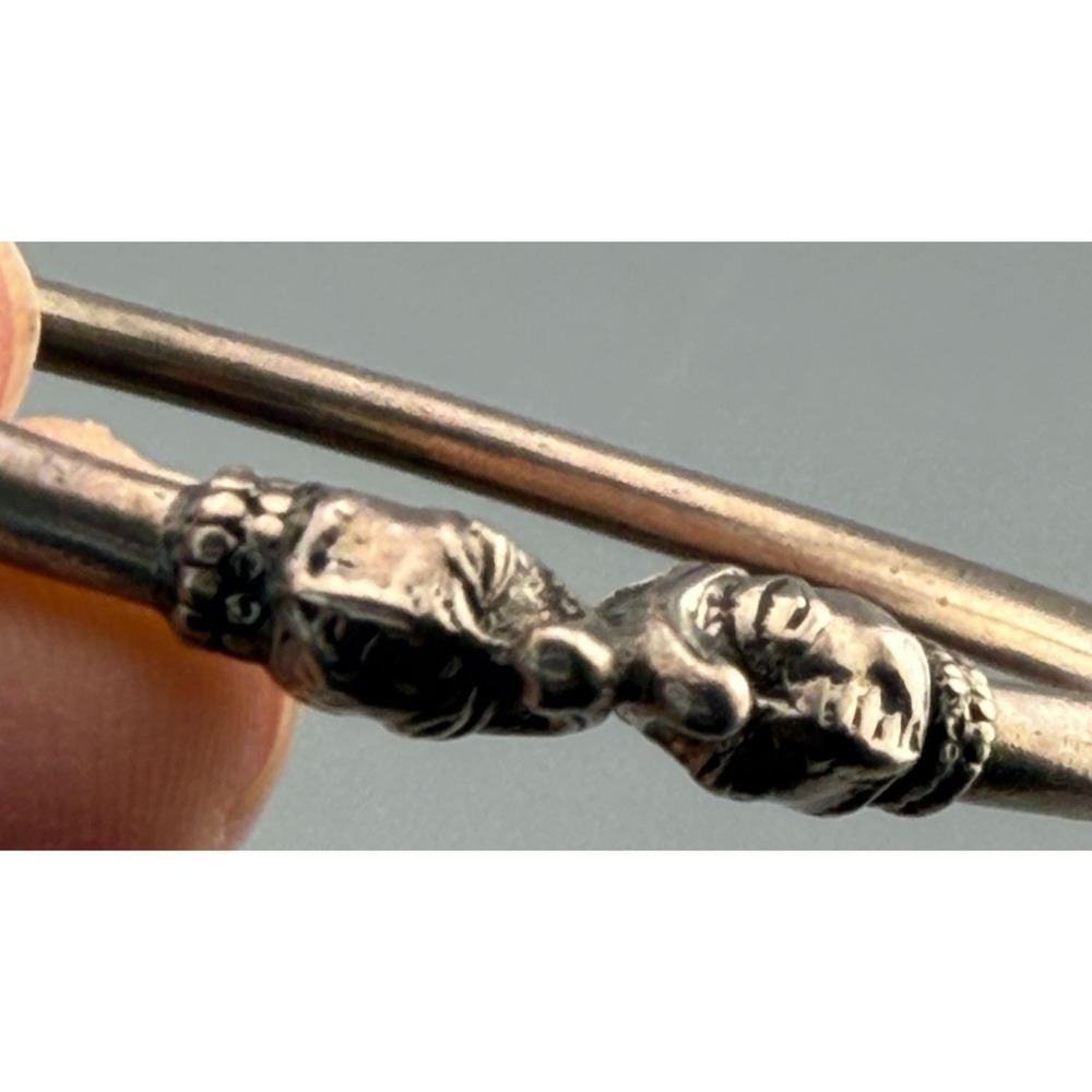 Vintage Elephant Sterling Silver Kissing Head Bangle Bracelet Small 2.25"